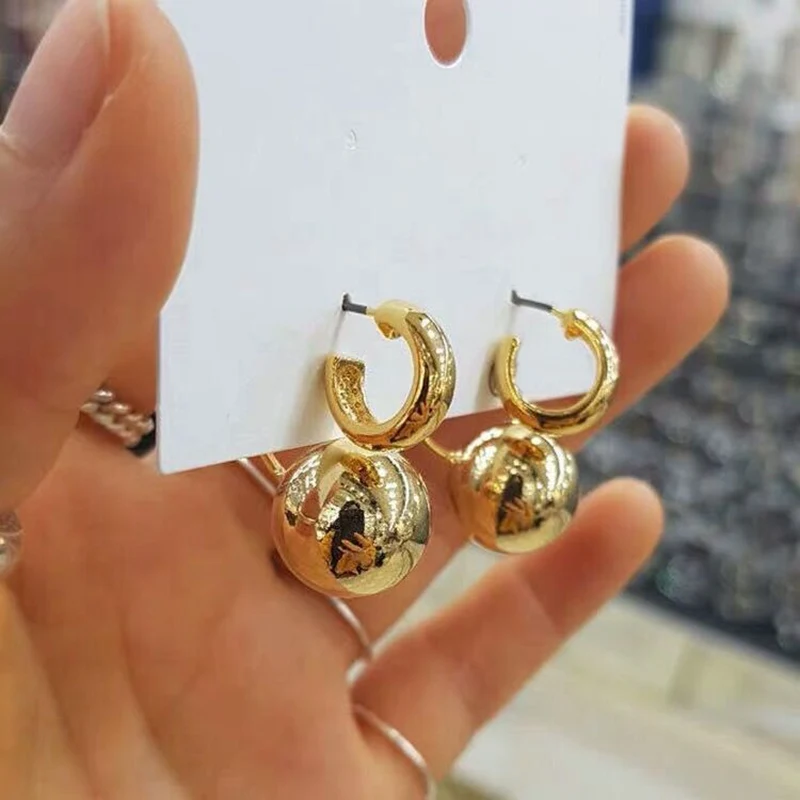 Женские серьги капельки с двумя шариками MENGJIQIAO металлические в стиле панк для