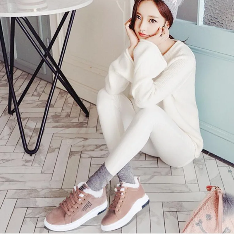 

Women's Shoes Winter Women Boots Warm Fur Plush Lady Casual Shoes Lace Up Fashion Sneakers Zapatillas Mujer Platform Snow Boots