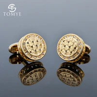 mens cufflinks tomye xk18s002 luxury crystal high quality french tuxedo formal shirt business gifts gold cuff links jewelry