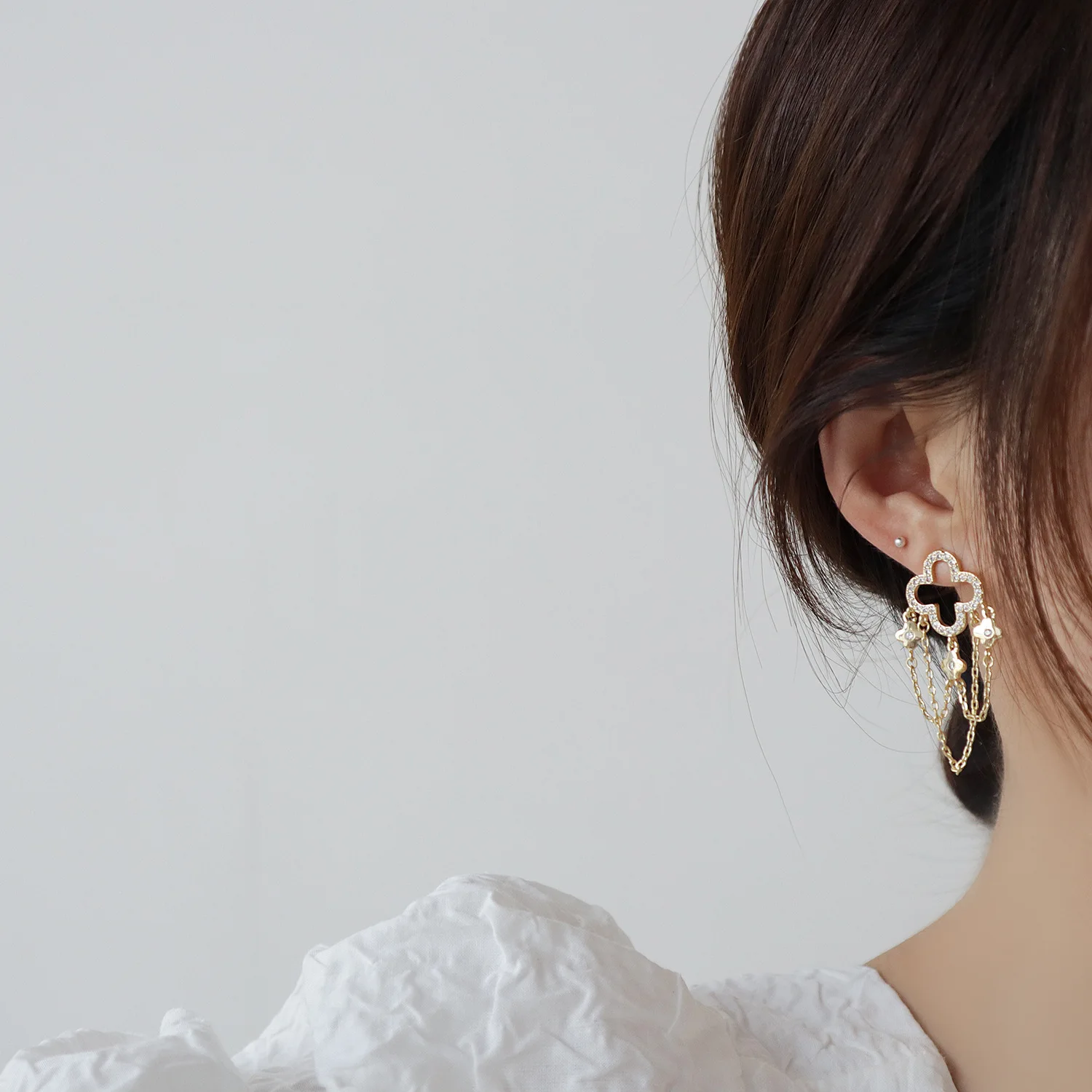 

Fashion Charm 14K Real Gold Long Style Tassel Earring For women Elegant Zirconia Drop Earring Fine Jewelry Accessories