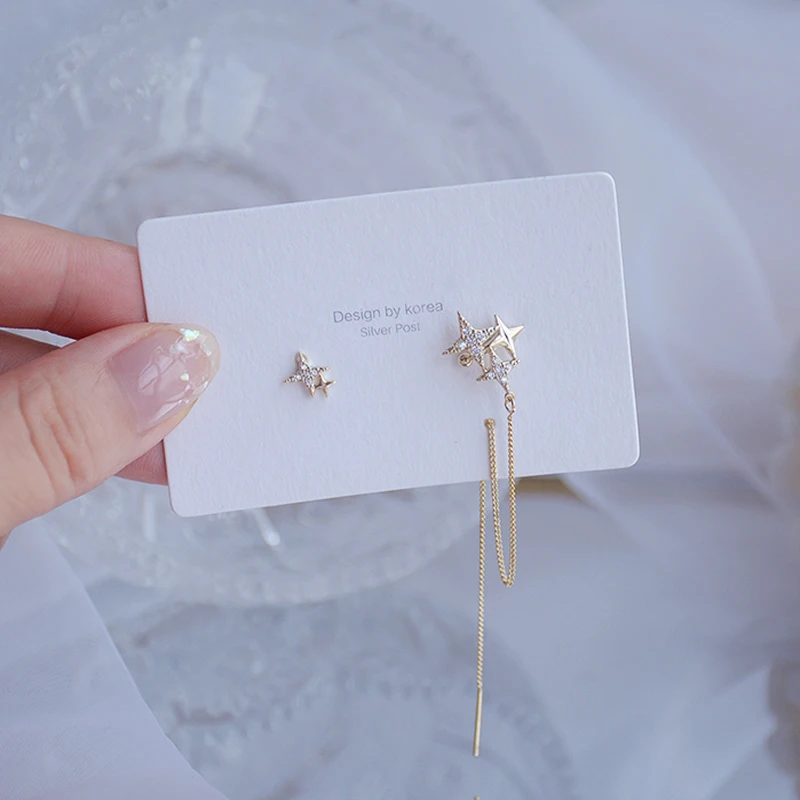 Изысканные асимметричное платье с сияющими звездами серьги со шпилькой для