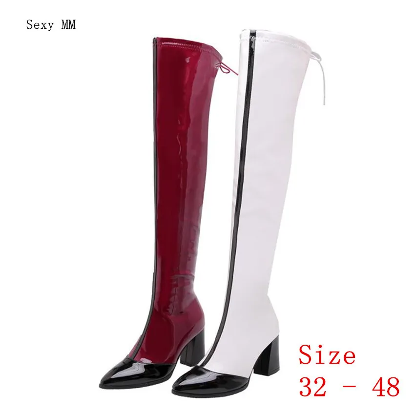 

Сапоги женские демисезонные выше колена, на высоком каблуке, маленький размер размера плюс 32 - 48