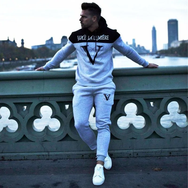 Высокое качество Новый спортивный костюм толстовка с капюшоном мужская