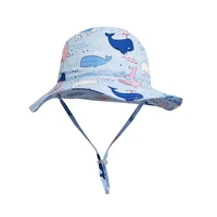 summer hat boy panama sun beach bucket hat kids blue animal wide brim with string holiday outdoor accessory baby toddlers