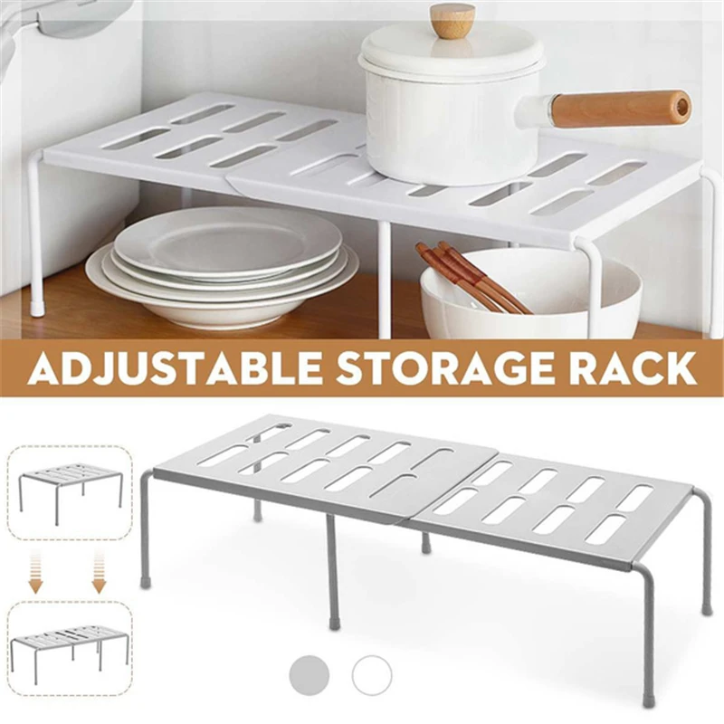 

Retractable Kitchen Storage Rack Shelf Space Saving for Home Bathroom Cabinets Storage Organizer Adjustable Shelf Holders