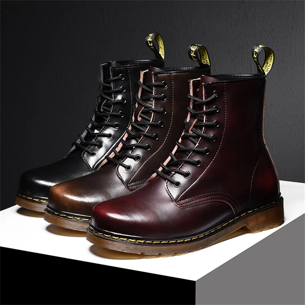 

Autumn and winter cowhide men and women plus cashmere Martin boots high-top single leather boots cotton boots motorcycle boots