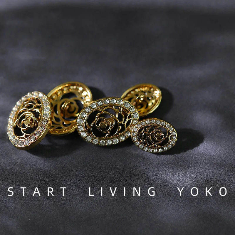 

Высококачественные резные полые металлические пуговицы, овальные золотые пуговицы для одежды, свитера, винтажные Швейные аксессуары «сдел...