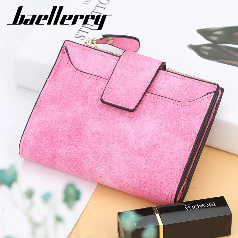 

baellerry Women Wallet Korean Fashion PU Leather Card Holder With Zipper Coin Pocket Ladies Small Purse monederos para mujer