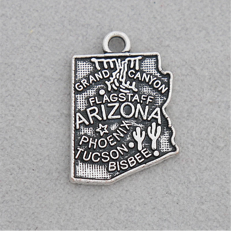 

HAEQIS New Design US State Arizona Map Charms Alloy World Map Pendant exquisite Charms 14*20mm 50pcs AAC1719