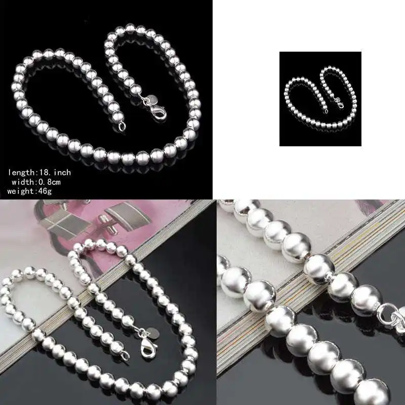 

Fashion Round Jewelry 18" Beads Chain For Women Necklace Men Solid