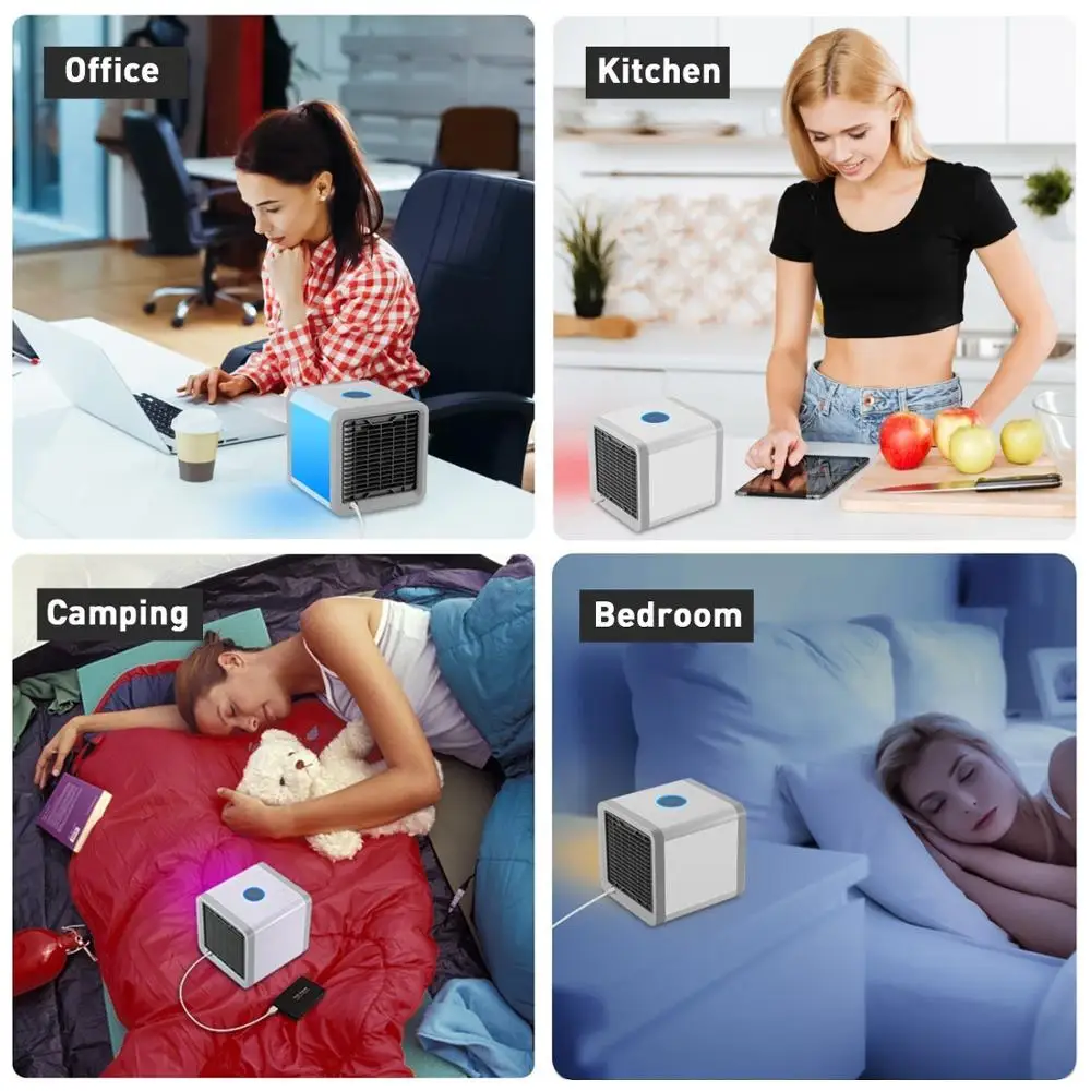 

Mini Air Conditioner Air Cooler Fan 7 Colors Light USB Portable Air Conditioner 3 Gear Personal Space Air Cooling Fan Dropship