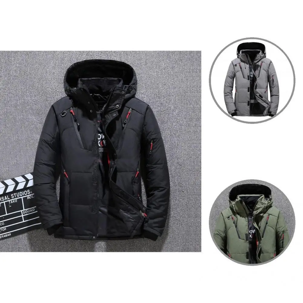

Cardigan Trendy All Match Men Down Coat Windproof Coat Pockets for Home