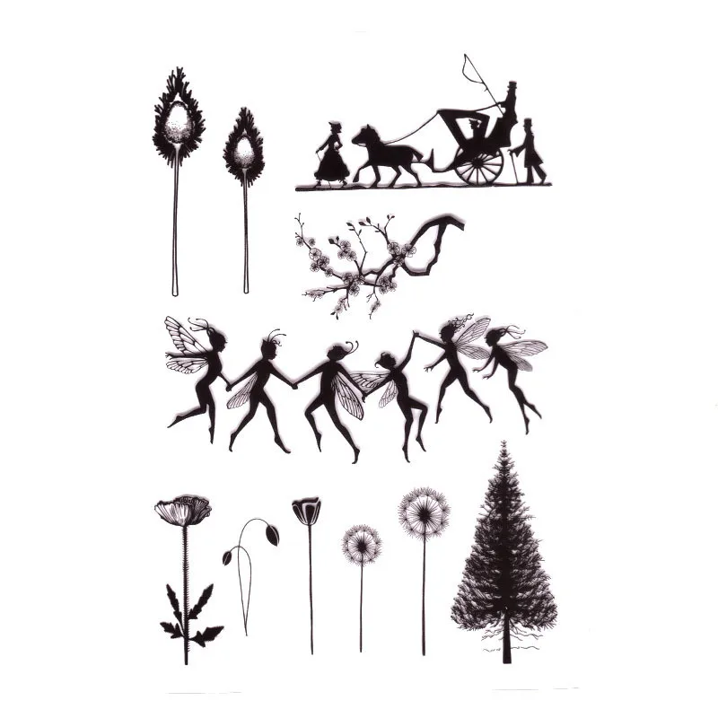 

2022 Castle Elves Butterfly Plants Animlas Clear Stamp Transparent Soft Plastics Seal for Kids Funny playing Postcards Handmade