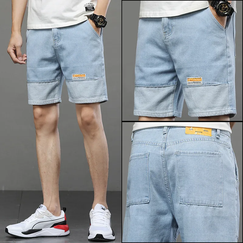 

2021 Summer New Men's Casual Street Fashion Brand Jeans Denim Shorts Hong Kong Version Comfortable Slim Thin Five-Point Jeans
