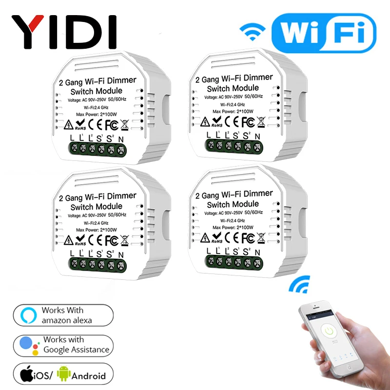 2 банды Way WiFi умный светильник LED диммер Diy выключатель модуль переключатель