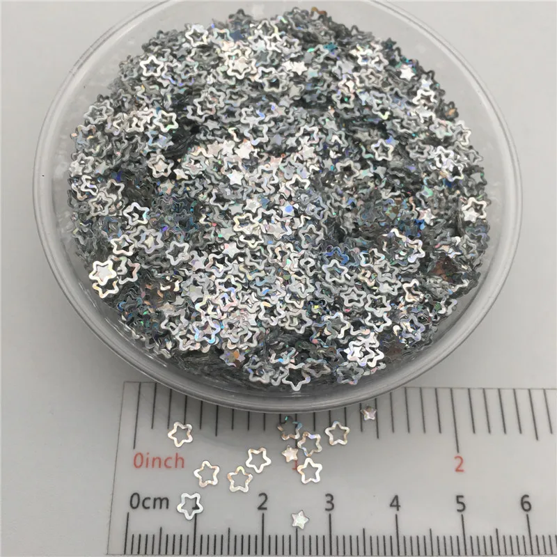 Laser Silver 3 мм полые звезды P ПВХ свободные блестки для маникюра ногтей, свадебные конфетти, аксессуары для орнамента/рукоделия - Цвет: Laser Silver
