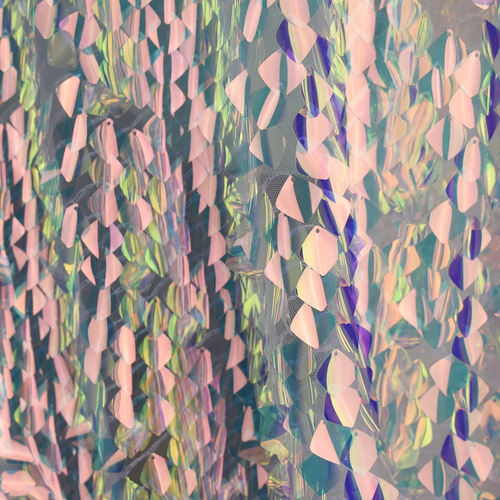 2 ярд 3D квадратный блесток вышивка сетчатая ткань AB лазерный металлик Цвет Telas