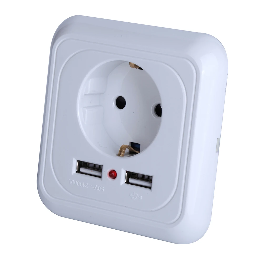 Умный дом лучший двойной USB порт 2400mA настенное зарядное устройство адаптер 16A