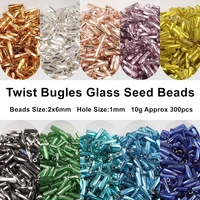 300pcs helical seedbeads 110 tube bead 2x6mm twist bugles glass seed beads for diy bracelet jewelry dress making 25 colors