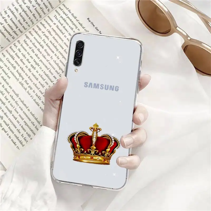 

King Queen Lovers Phone Case Transparent for Samsung s9 s10 s20 Huawei honor P20 P30 P40 xiaomi note mi 8 9 pro lite plus
