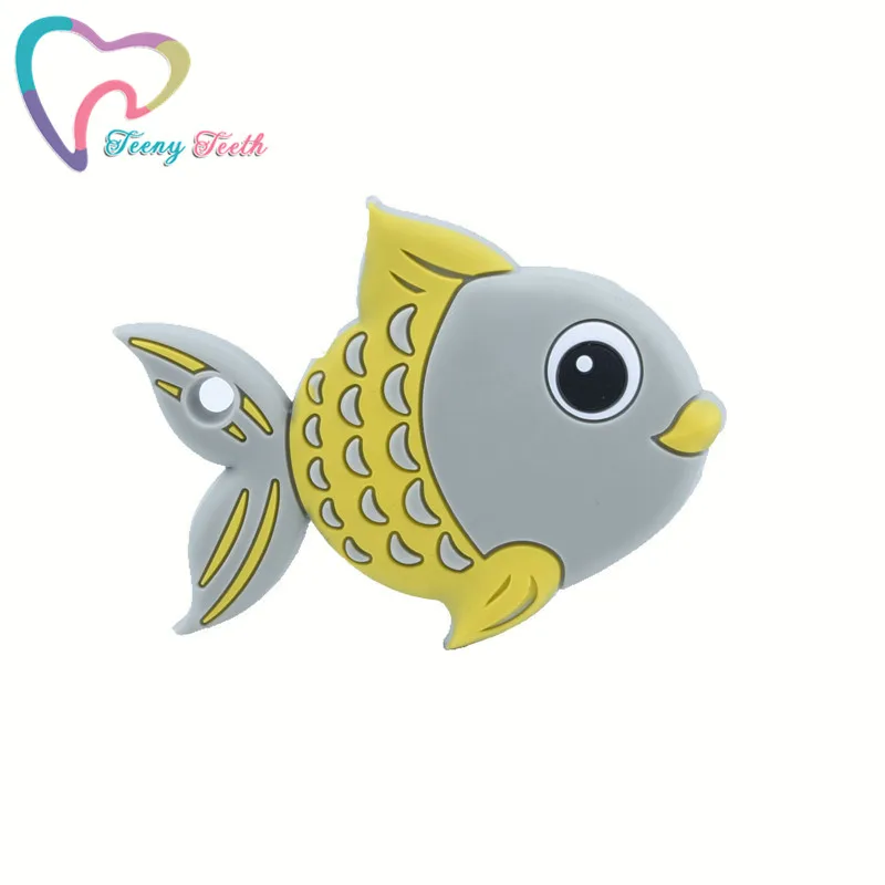 

10PC Food Grade Silicone Teether Carp Fish Baby Teethers Teething Necklace Pendant Silicone Beads BPA Free Baby Toy Newborn Gift