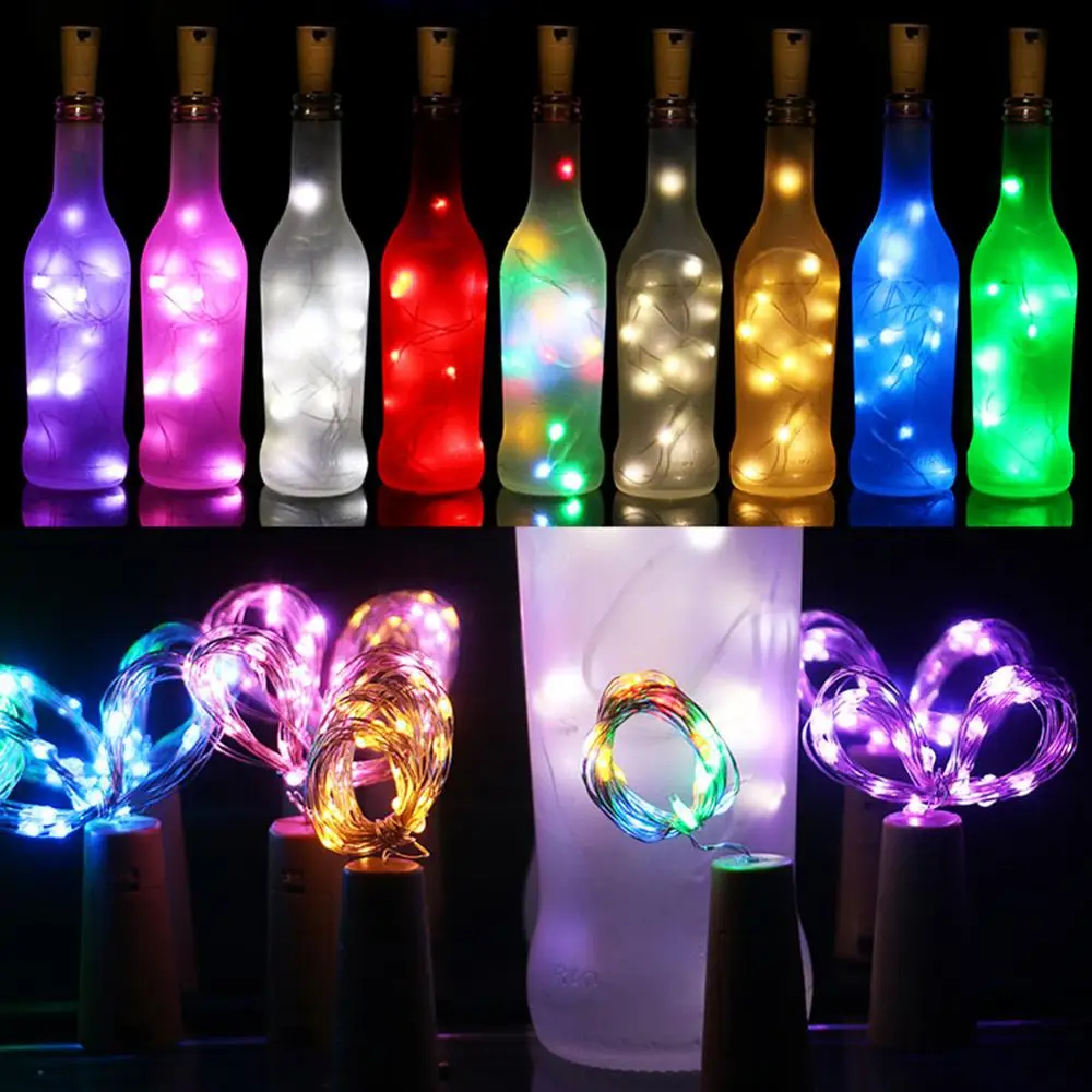 

2m 20LED Solar String Lights Garland Cork Shaped Wine Bottle Light Outdoor Solar Fairy Lights Christmas Decorative LED Lamp