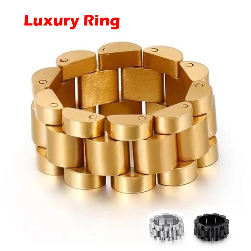 Ретро часы звеньевая цепь мужское кольцо из нержавеющей стали серебряное золото