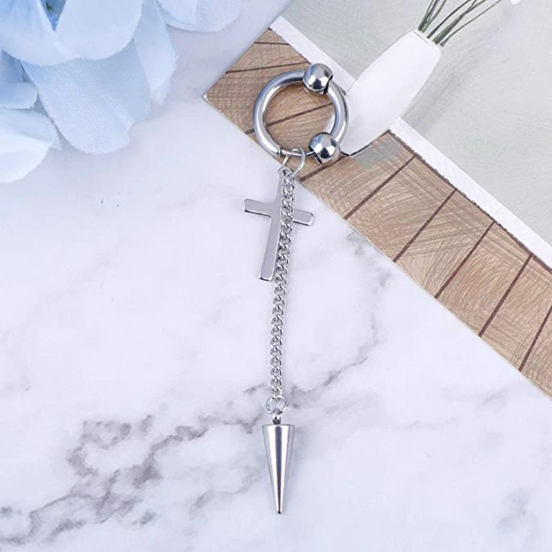 

20Pcs Huggie Hoop Earring Stainless Steel Dangle Hinged Feather Drop Earrings