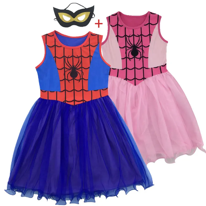 Для маленьких девочек платье Человек паук маскарадный костюм для Детское Одежда