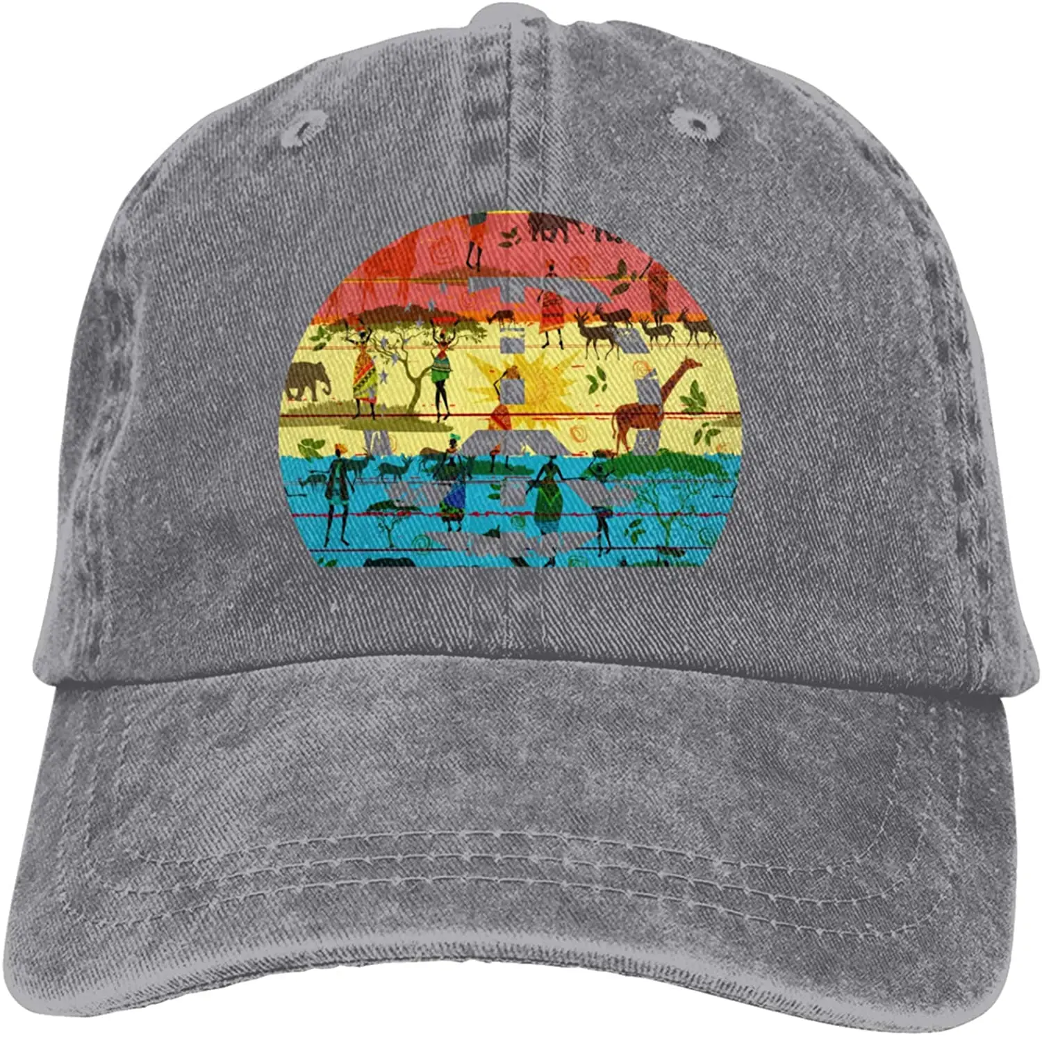 

African Pattern Peace Sports Denim Cap Adjustable Unisex Plain Baseball Cowboy Snapback Hat