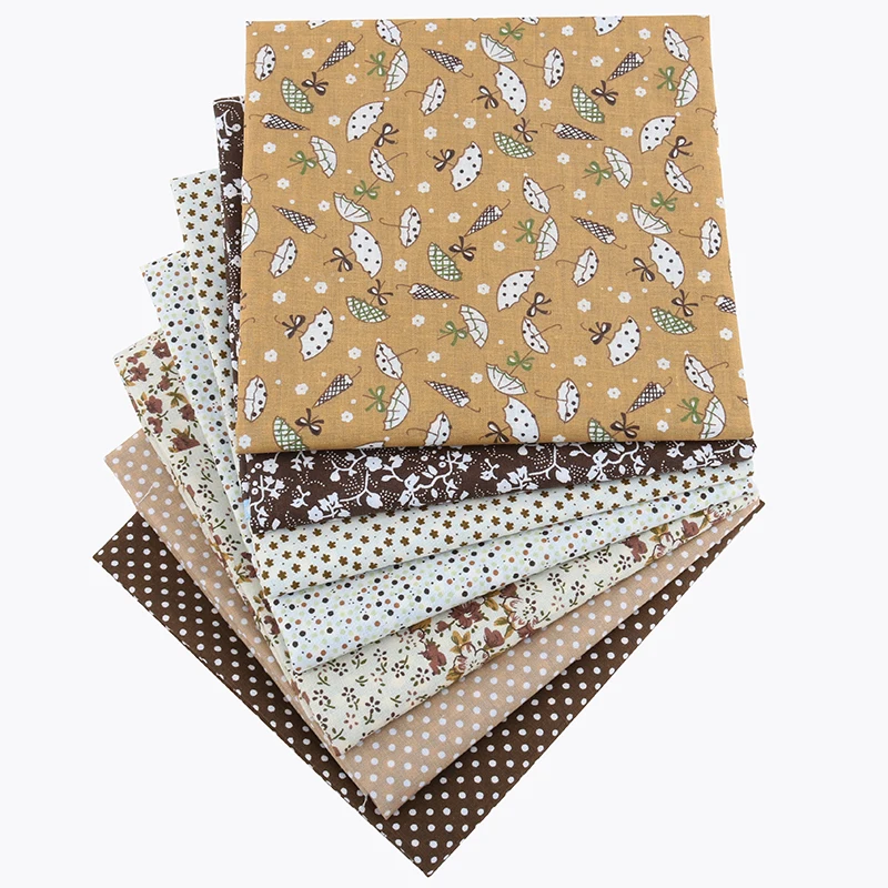 

Nanchuang 7pcs/Lot Coffee Thin Cotton Fabric Low Density Patchwork Cloth DIY Handmade Sewing Tissue Needlework Pattern 50x50cm