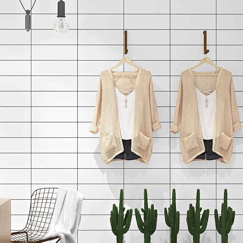

Nordic style ins TV background black and white lattice geometric bedroom living room modern minimalist net celebrity wallpaper