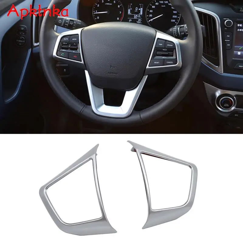 

For Hyundai Creta 2015 2016 - 2019 Chrome Interior Steering Wheel Panel Cover Trim Badge Frame Molding Garnish Bezel Surround