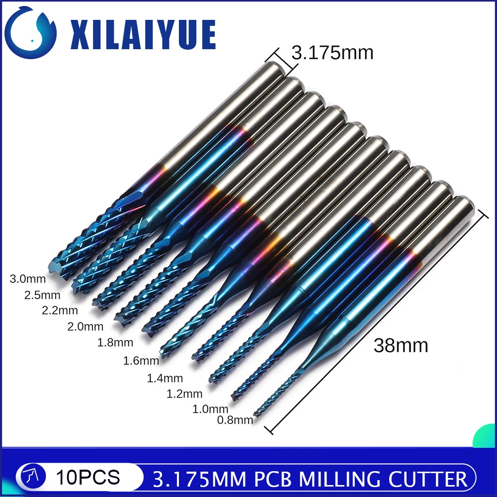 Набор фрез PCB 3 175 мм с покрытием/титановым покрытием/наносиними фрезами CNC 0 8-3 -