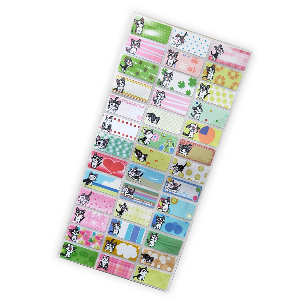 DIY Cartoon Cat Pattern Waterproof Blank Name Stickers Custom Girl Personal Sticker Personalized Handwritten Stationery Label | Дом и сад