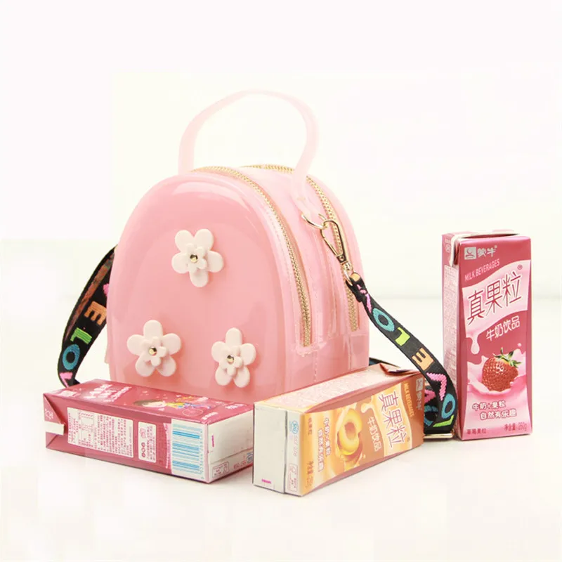 Детская Желейная сумка с цветами блестящая через плечо из ПВХ для девочек яркие