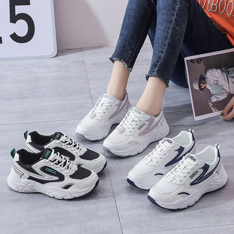 

The new spring 2021 white shoe female students running sneakers with ventilation casual shoes with flat girl