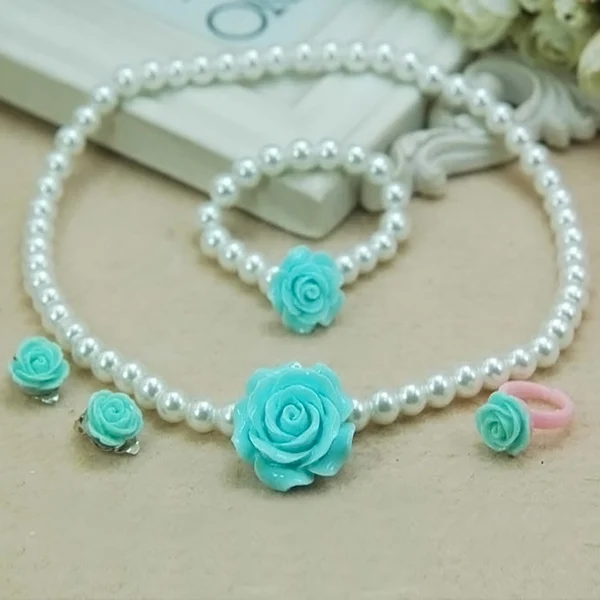 Женский жемчужный товар браслет + кольцо зажимы для ушей комплект ювелирных