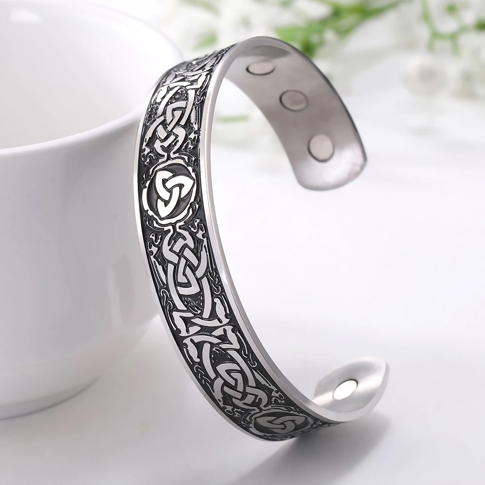 Skyrim винтажный Trefoil браслет с узлом 316L нержавеющая сталь магнитные браслеты викингов ювелирные изделия подарок для женщин и мужчин