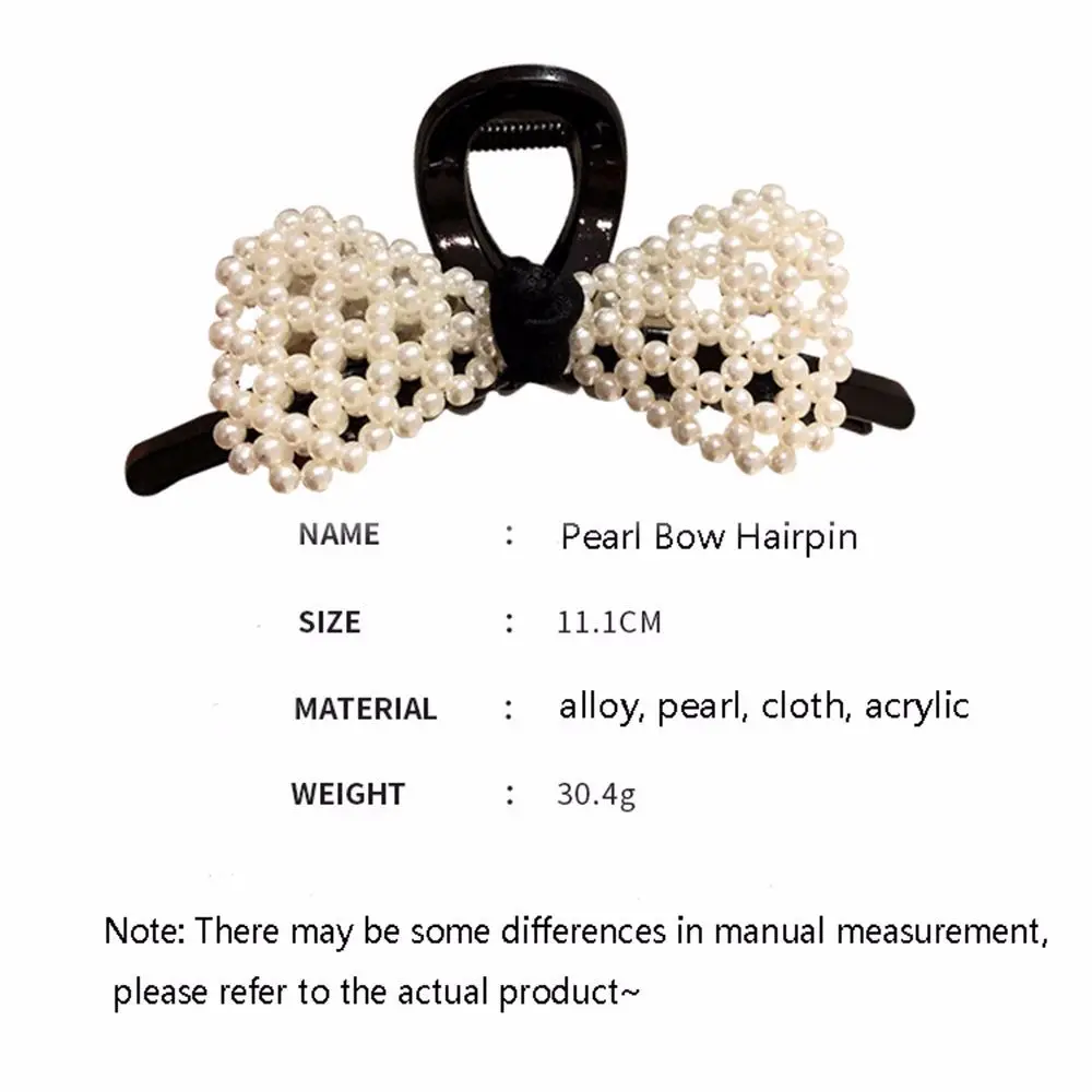 

Korean Pearl Bow Hair Catch Fashion Exaggerated Personality Hairpin Temperament Shark Clip Hair Accessories Female