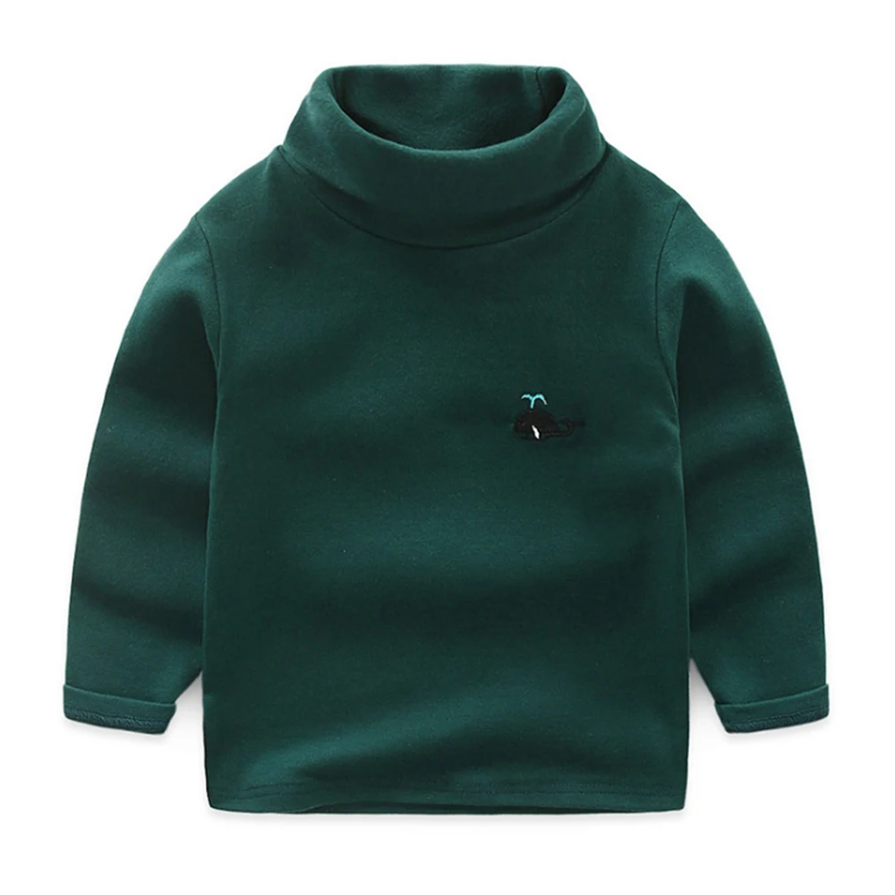 dark green CYSINCOS осень для маленьких мальчиков и девочек Свитеры с высоким воротом детские свитера для зимы вязанные Свитера для мальчиков младенцев - Цвет: dark green