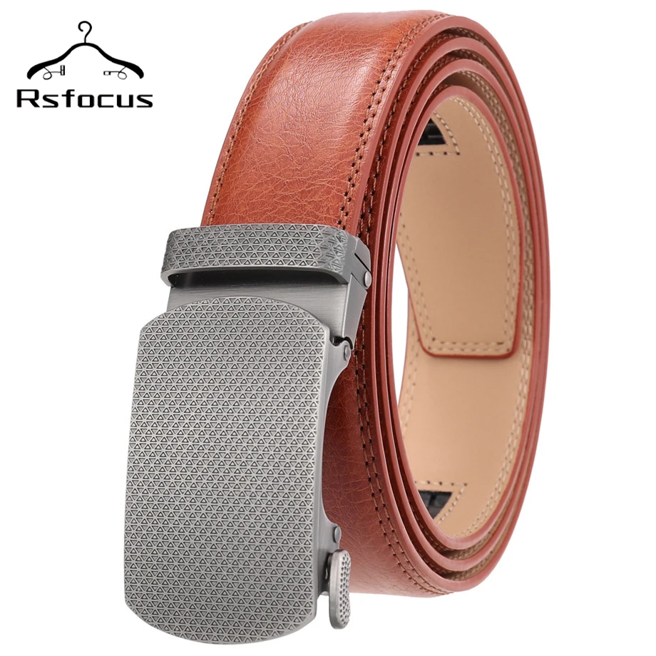 

Ремень Rsfocus мужской из натуральной кожи, брендовый роскошный с автоматической металлической пряжкой, R87