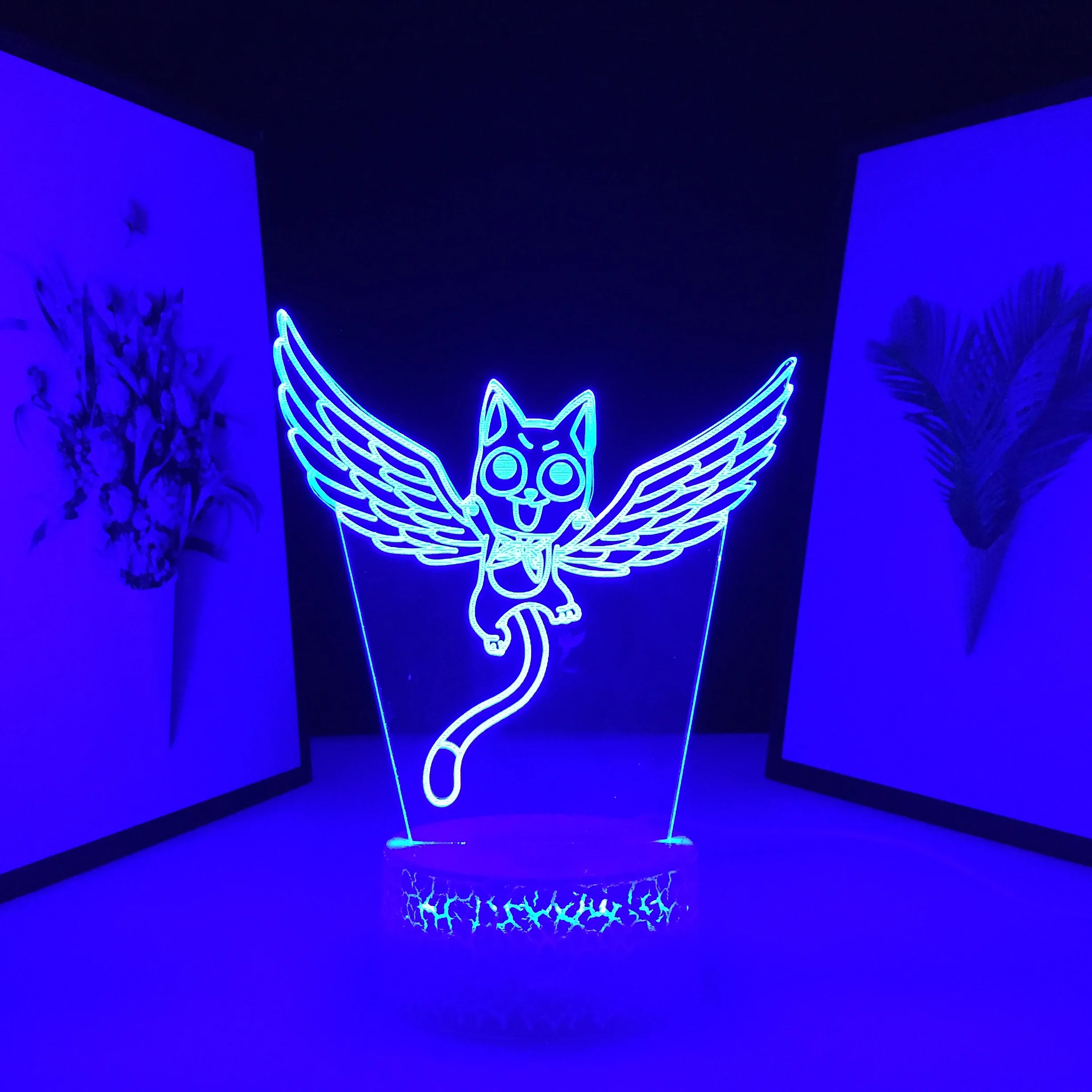 

Fairy Tail Figure Cat Happy Fly Lamp Anime Night Light for Child Bedoom Decoration LED Touch Sensor Color Changing Nightlight