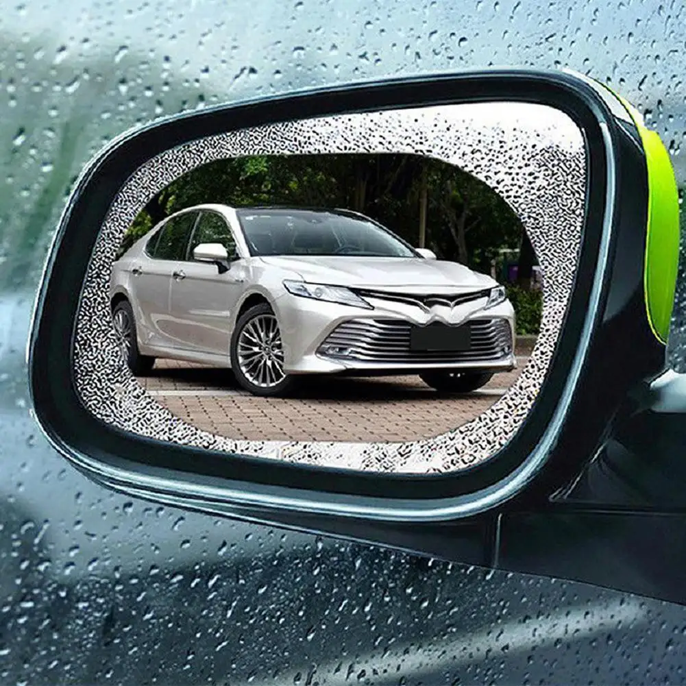 

2PCS Car Rearview Mirror Glass FilSticker Waterproof Rainproof Anti-fog Window Glass Transparent Protective Film