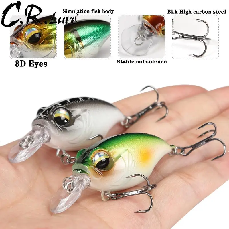 

Рыболовная приманка, кренкбейт, воблеры, приманка, 38 мм, 8 г, высококачественные крючки, 10 различных цветов, искусственная приманка, жесткие р...