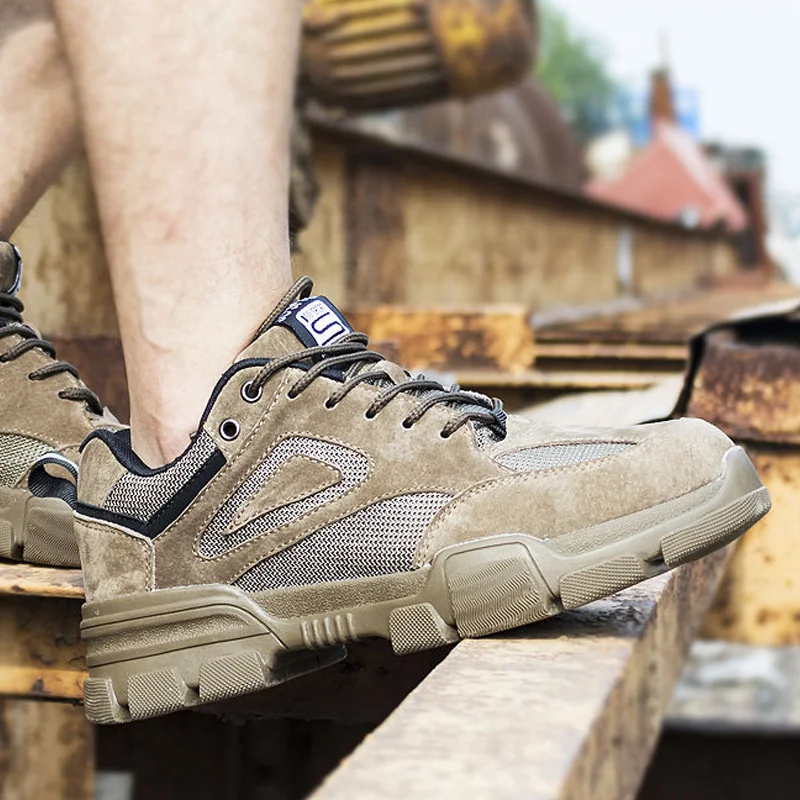 

2020 Indestructible Men's Steel Toe Safety Boots Shoes Breathable Leather Boot Sneakers Anti-smashing Working Shoes Man Safety