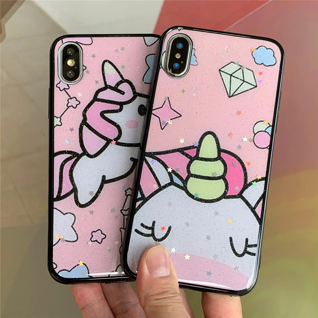 Модный мультяшный Мягкий силиконовый чехол с зыбучим песком и единорогом для Xiaomi