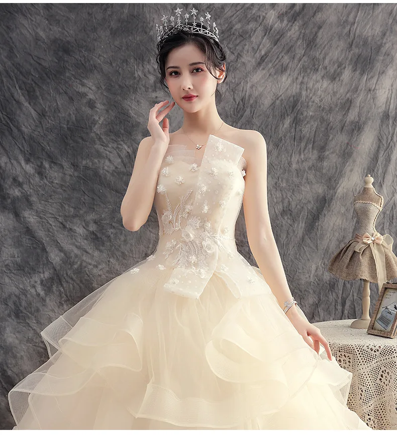 Свадебное платье для невесты новинка 2020 цвет шампанского беременных женщин