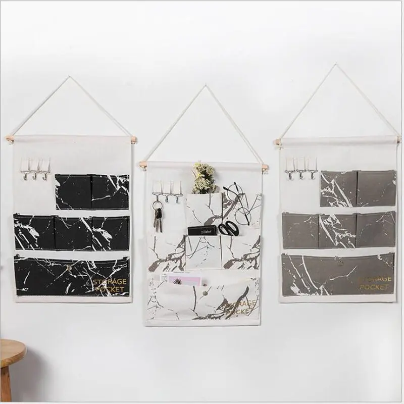 

Marble Pattern Wall Hanging Storage Bags Closet Door Wardrobe Hang bag Children Room Toys Book Cosmetic Sundries Organizer Pouch