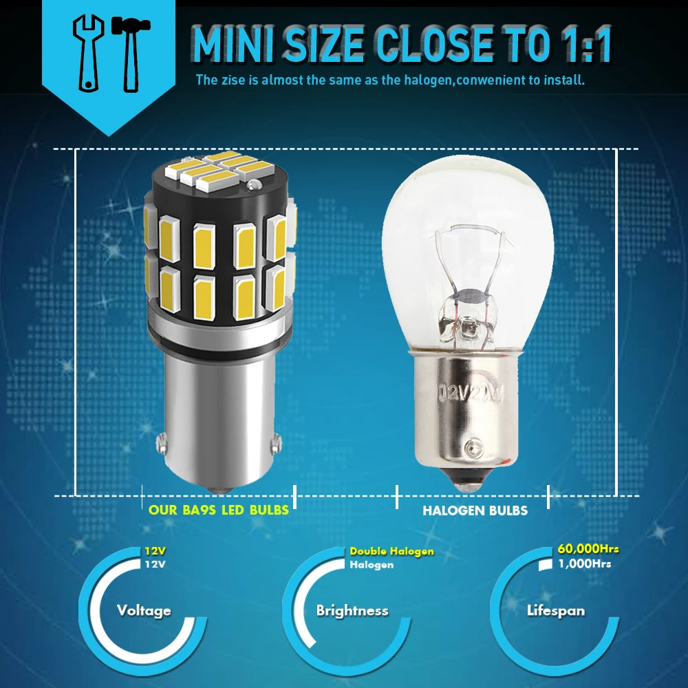 2 шт. автомобисветильник светодиодные лампы BA9S T4W 3014 30SMD 12 В 24 | Автомобили и